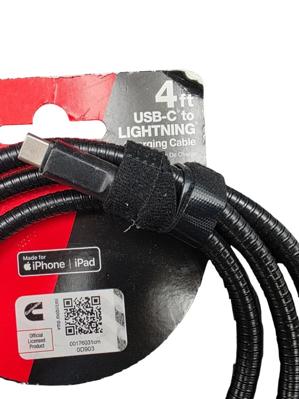 Cummins Durable Steel Usb C To Lightning Charging Cable 4Ft Metal Braided